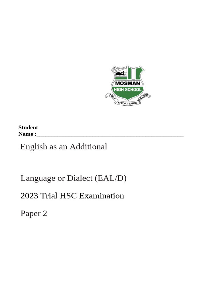 2023 ATESOL HSC EALD Trial Examination Paper 2 (1) (1) | PDF