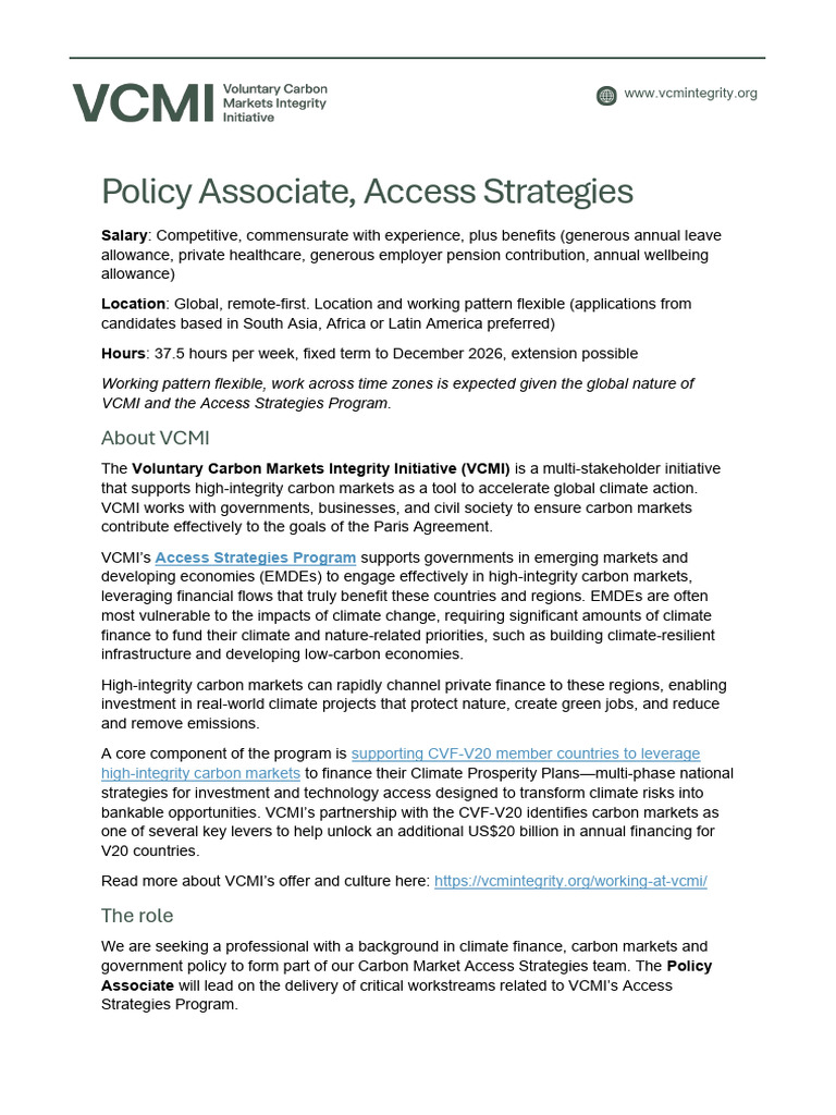 Policy Associate JD January 2026 | PDF | Climate Change Mitigation ...