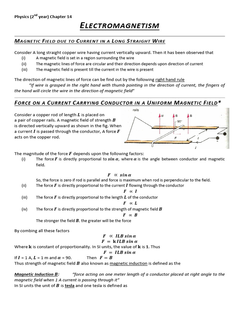 Wasif CH 14 Electromagnetism Physics 2nd Year | PDF | Magnetic Field ...