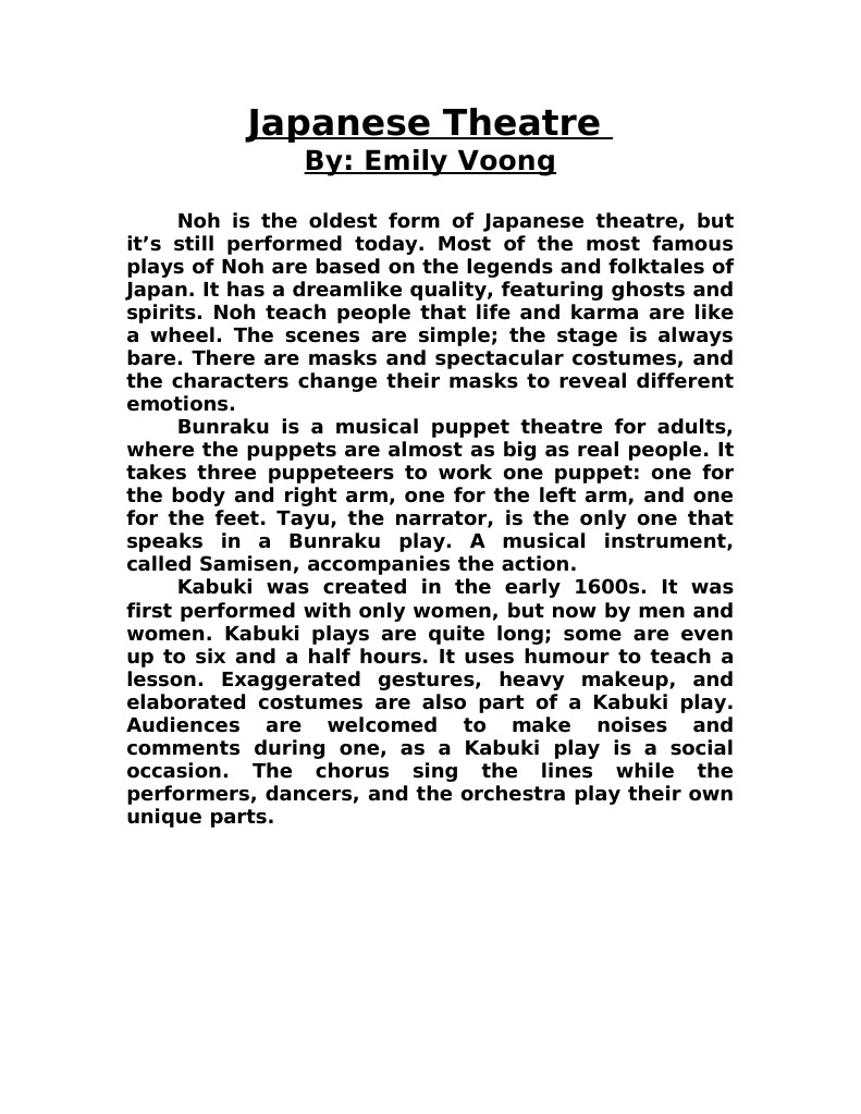 Overview of Japanese Theatre Forms | PDF