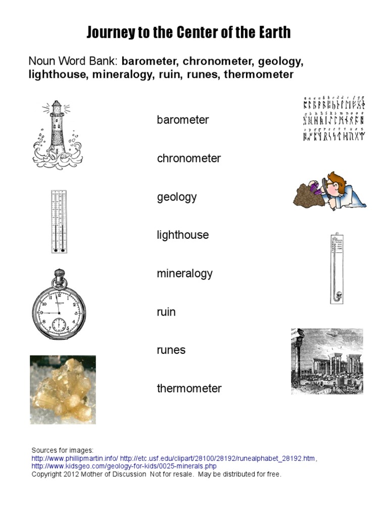 journey to the center of the earth vocabulary