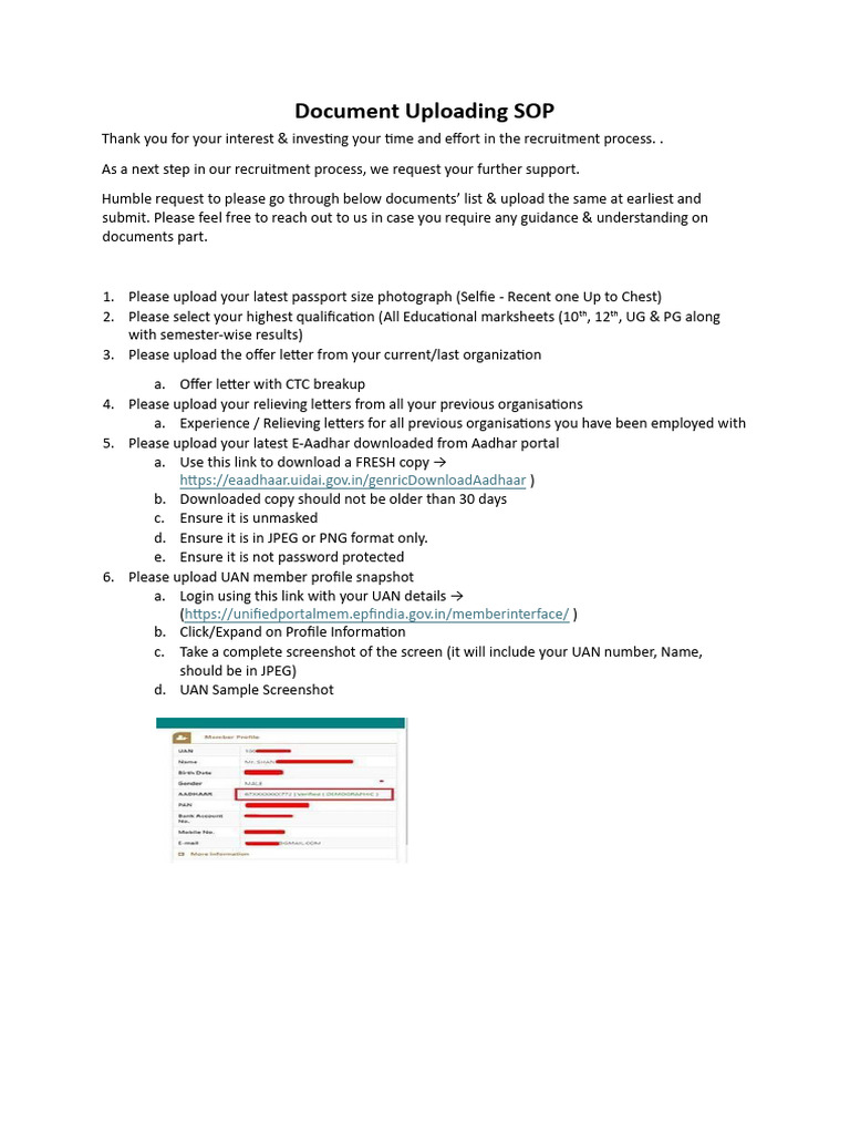 SOP for Doc Collecation_Updated | PDF