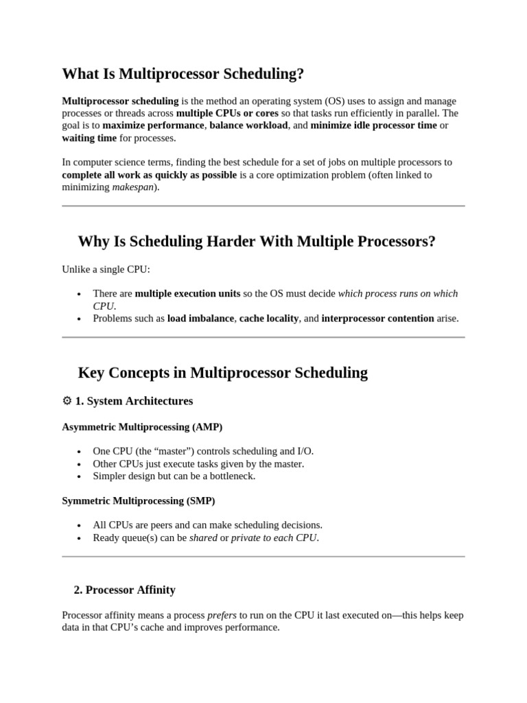 Multiprocessor Scheduling | PDF | Scheduling (Computing) | Central ...