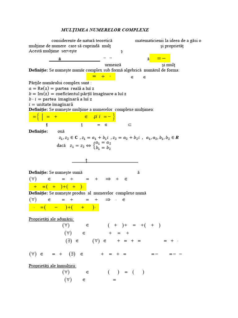 10.5. Numere Complexe Sub Forma Algebrica | PDF