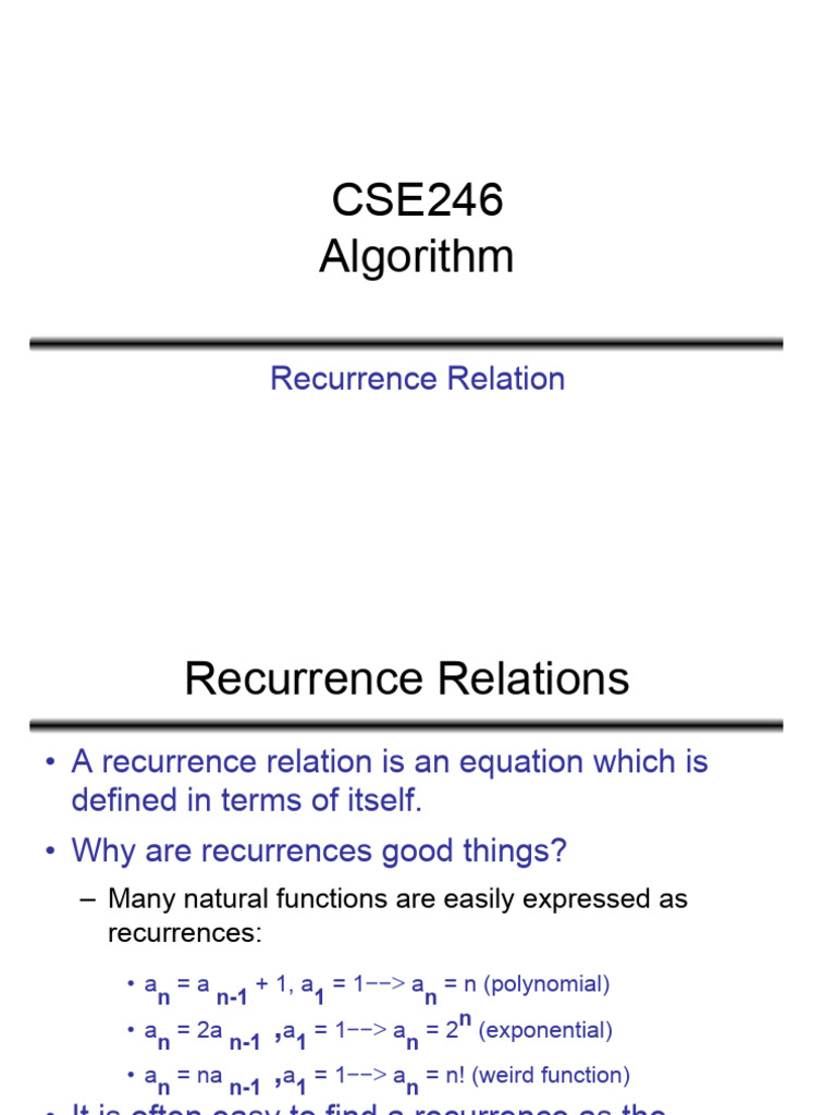 Lecture-4 Recurrence | PDF | Recurrence Relation | Function (Mathematics)