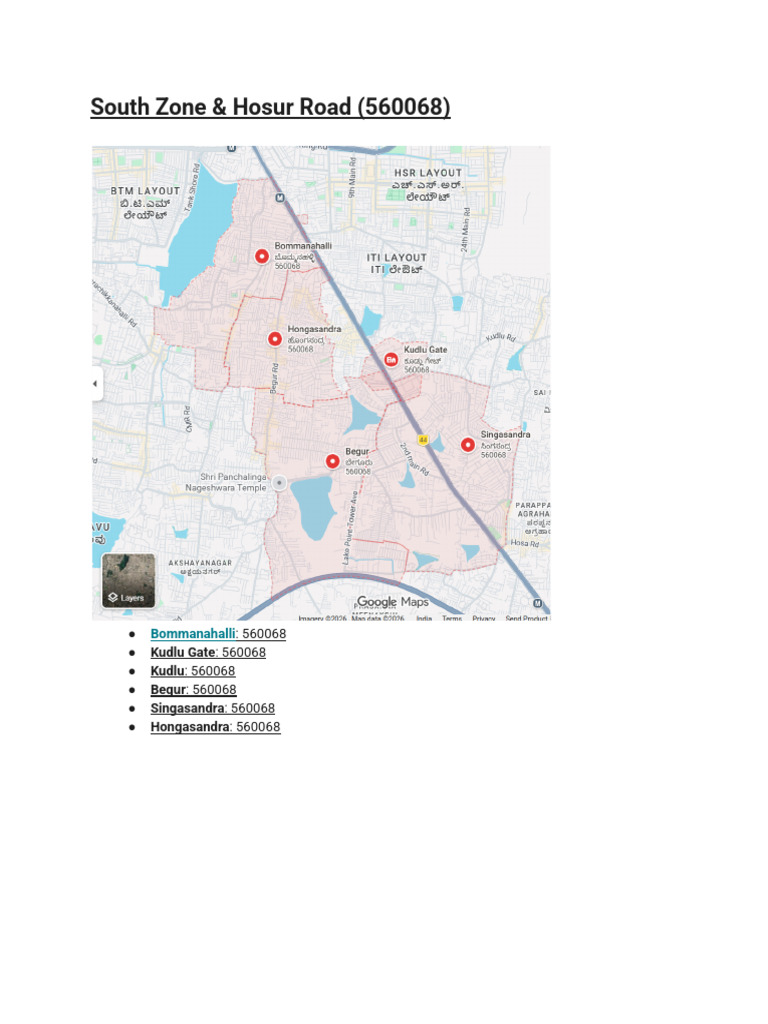 Areas & Pincodes | PDF