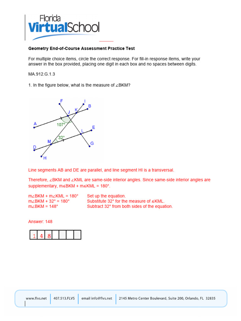 Geo Flvs Eoc-key | PDF | Triangle | Angle