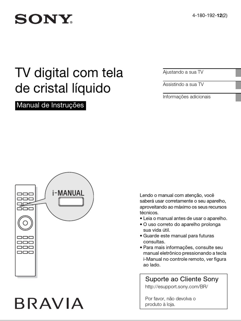 Manual TV Sony Bravia EX605 | PDF | HDMI | Televisão digital