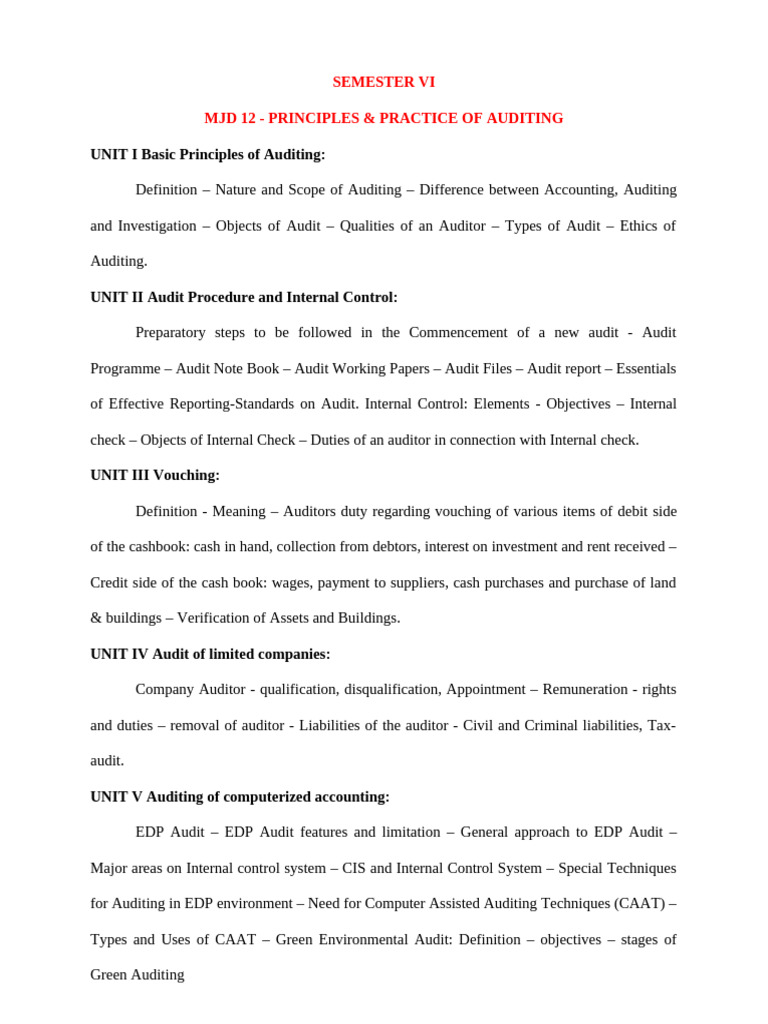 Basic Principles of Auditing | PDF | Audit | Internal Control