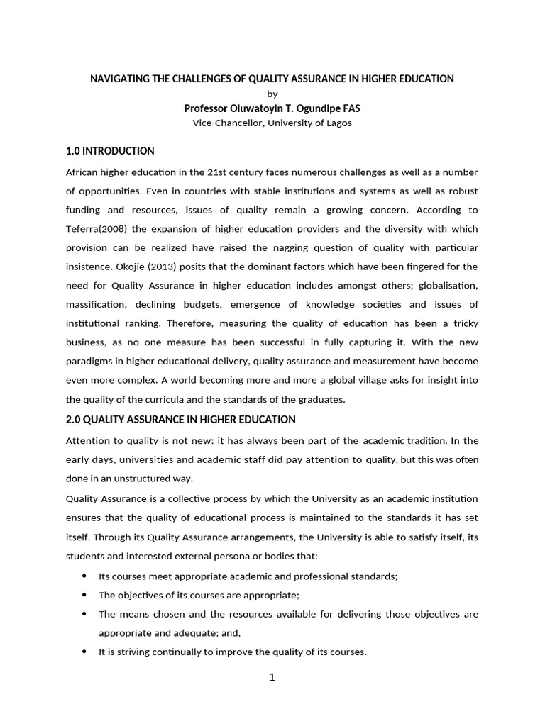 Navigating the Challenges of Quality Assurance in Higher Education ...