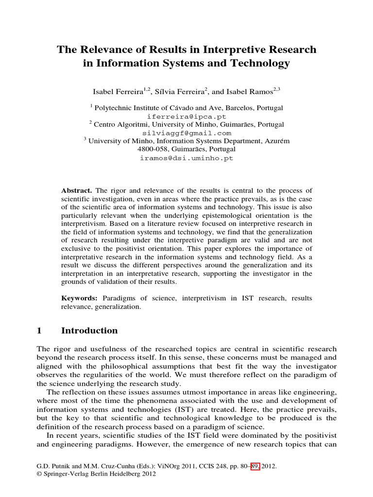 The Relevance of Results in Interpretive Research | PDF