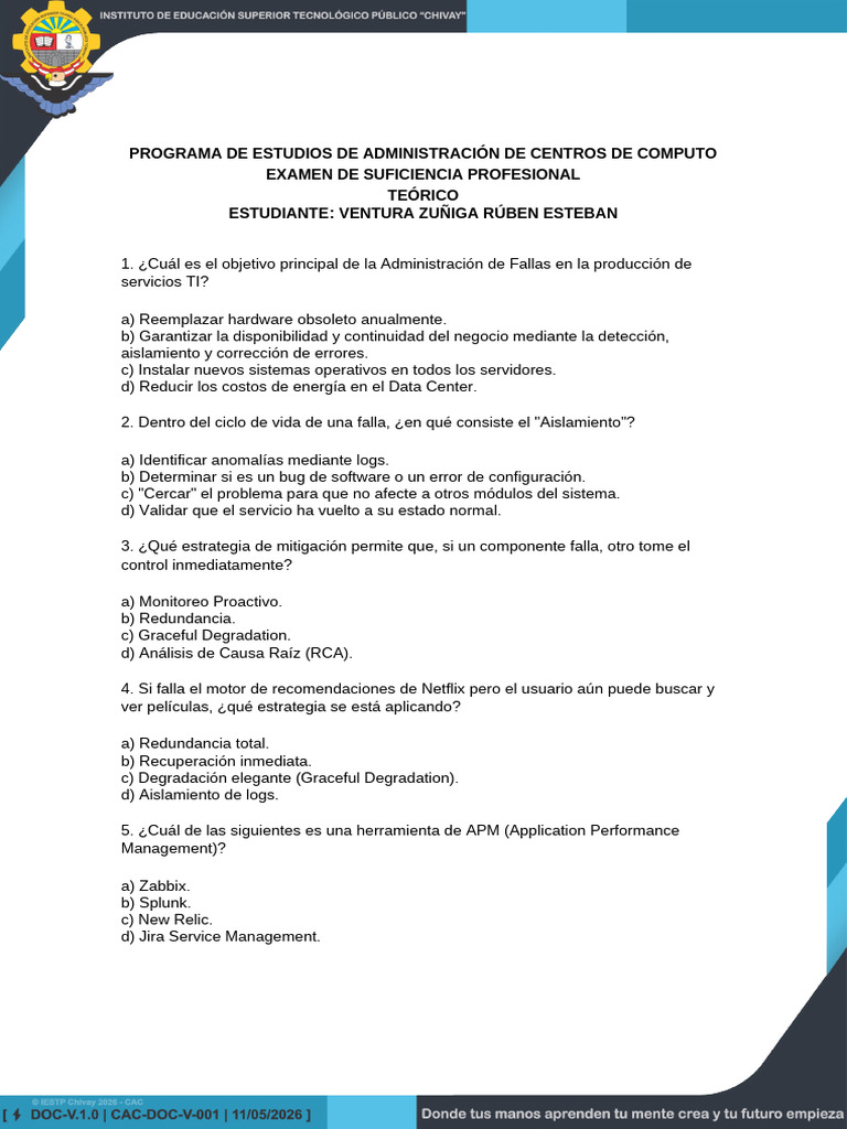 Examen Teorico Cac Doc V 001 | PDF | Servidor (Computación) | Hardware ...