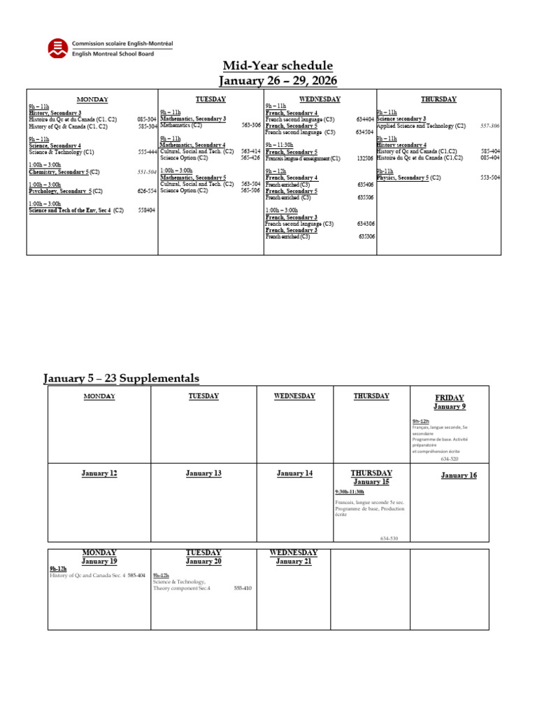 Mid Year Examination schedule 2026 (1) | PDF | Science