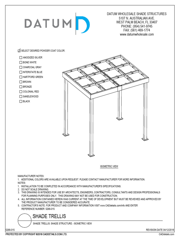 5268-015 - Shade Trellis_ Shade Structure - Isometric View | PDF