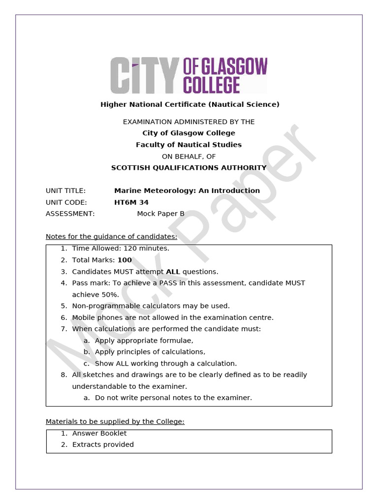 Mock PaperB Marking Scheme | PDF