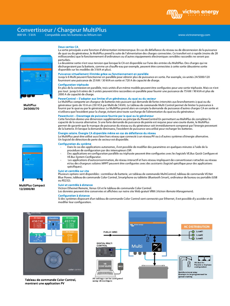 Datasheet MultiPlus Inverter Charger 800VA 5kVA FR | PDF | Générateur ...