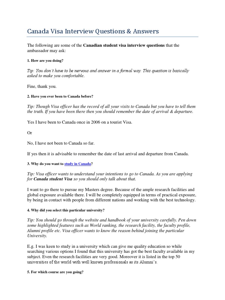 Canada Visa Interview Questions | H 1 B Visa | Travel Visa