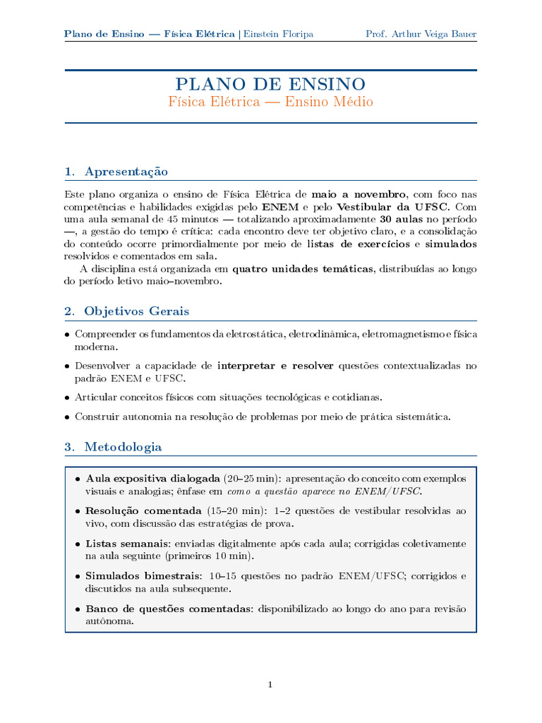Plano Ensino | PDF | Eletricidade | Magnetismo