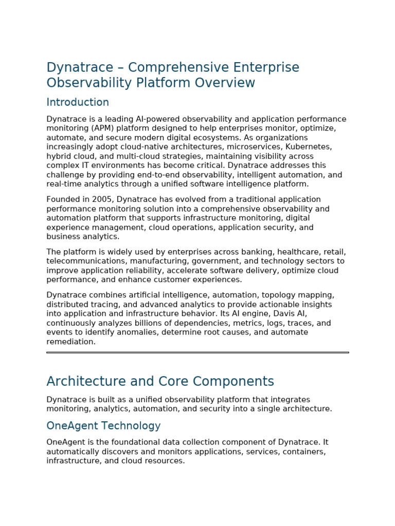 Dynatrace 4page Summary | PDF | Cloud Computing | Analytics