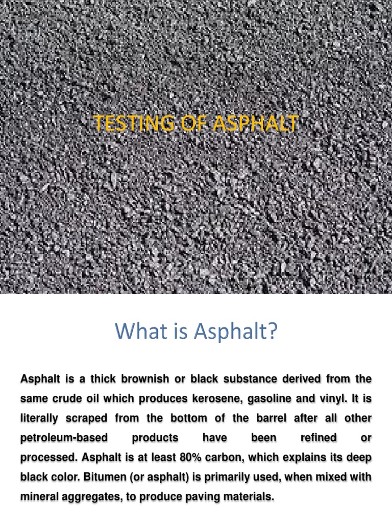 Asphalt Testing Methods Overview | PDF | Asphalt | Distillation