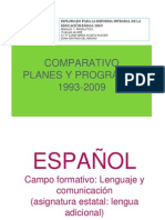 Comparativo de los planes y programas de estudio 1993-2009 para la educación básica en México