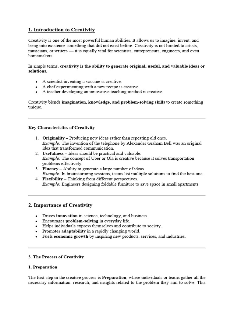 unit 1 notes | PDF | Innovation | Creativity