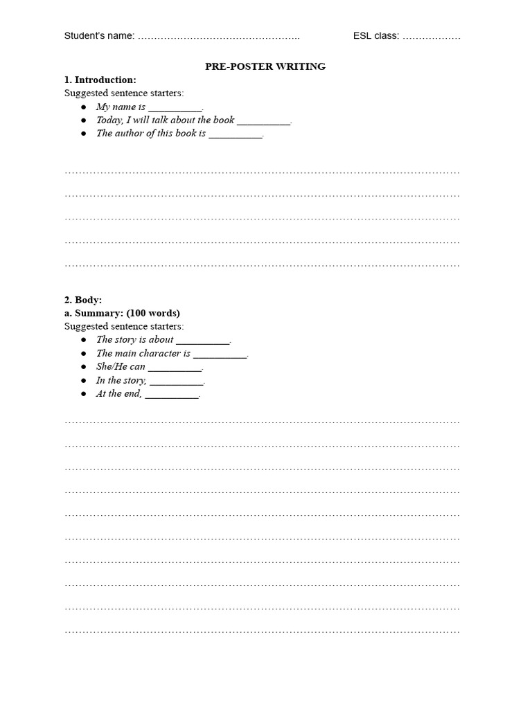 Pre Poster Writing | PDF