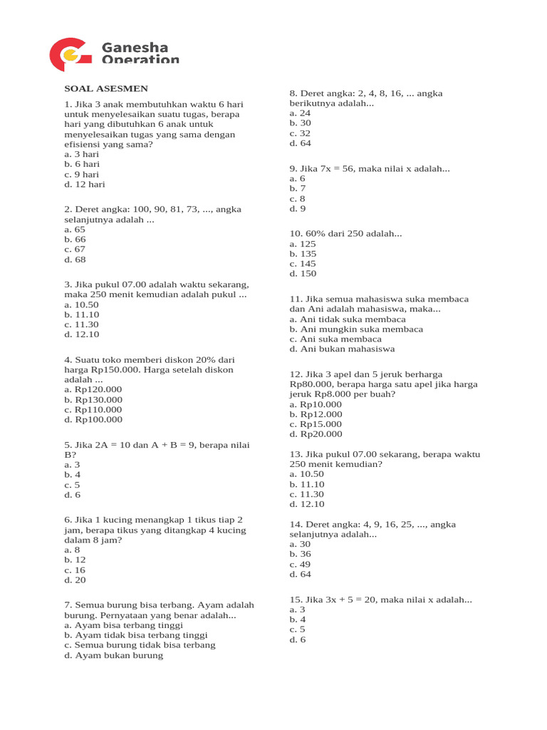 Soal CAT Sma Negri 2025 | PDF