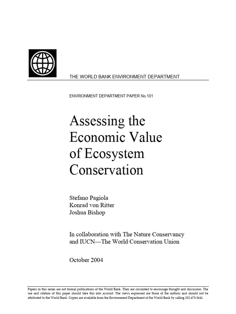 Assessing the Economic Value of Ecosystem Conservation | PDF ...