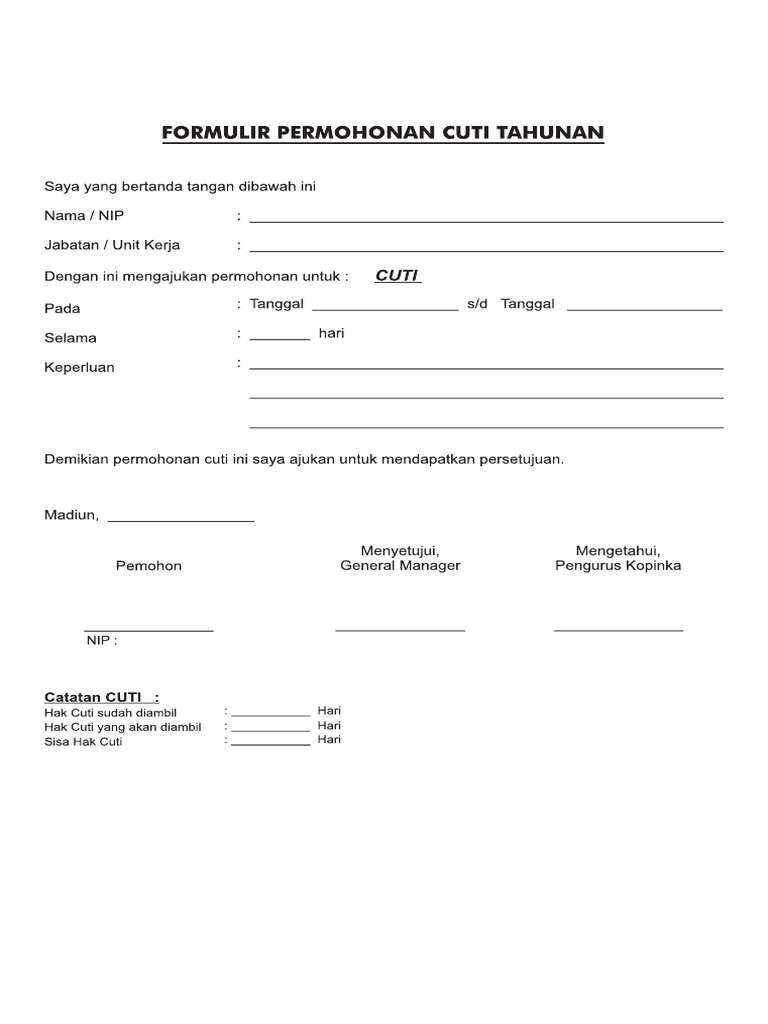 PERMOHONAN CUTI | PDF