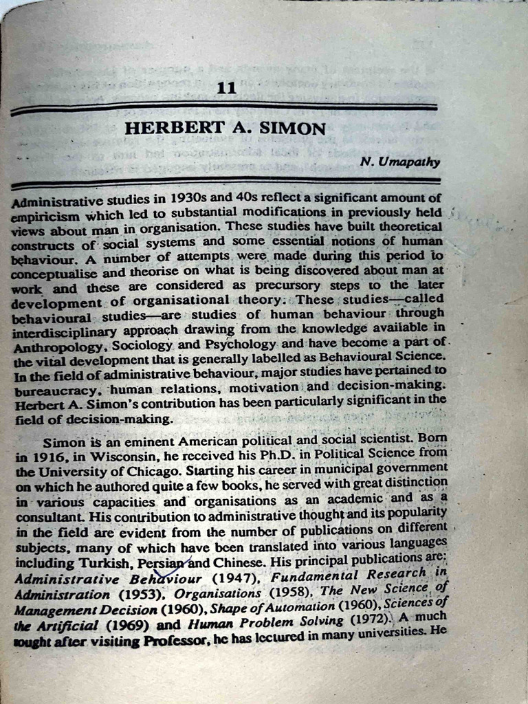 Decision Making Theory by Herbert Simon | PDF