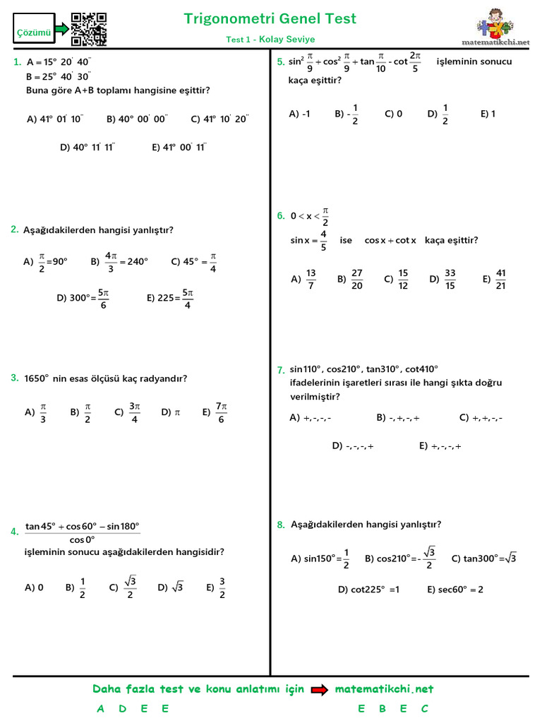 Trigonometri Test 1 K | PDF