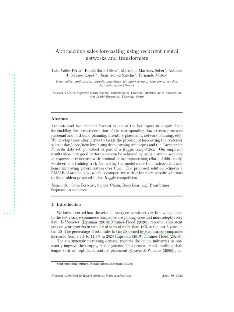 Sales Forecasting | PDF | Computational Neuroscience | Machine Learning