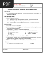 IMTE Calibration Control Procedure | PDF | Calibration | Verification ...