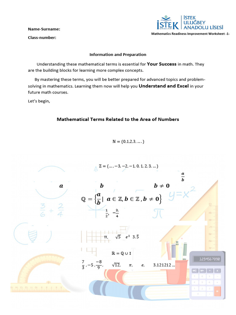9.MATH Readiness 1 | PDF | Numbers | Algebra