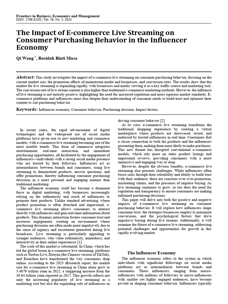 The Impact of E-commerce Live Streaming on Consumer Purchasing Behavior ...