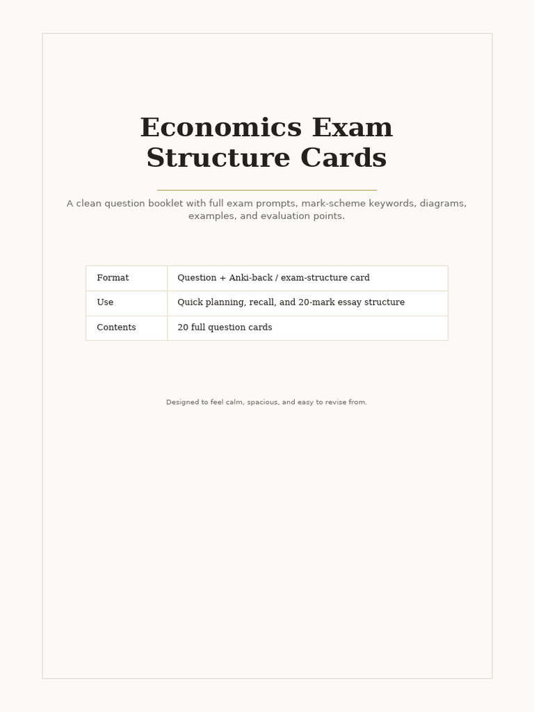Economics Exam Structure Cards Booklet With Questions | PDF | Labour ...