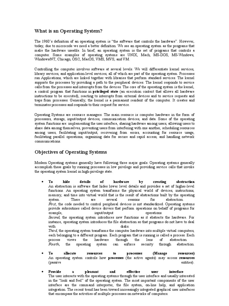 Operating System Notes | PDF | Process (Computing) | Operating System
