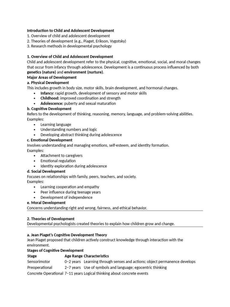 Introduction to Child and Adolescent Development | PDF | Developmental ...