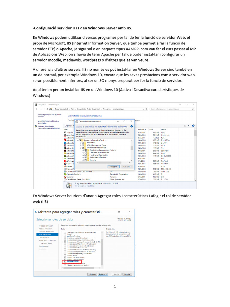 Configuració Servidor IIS Windows | PDF