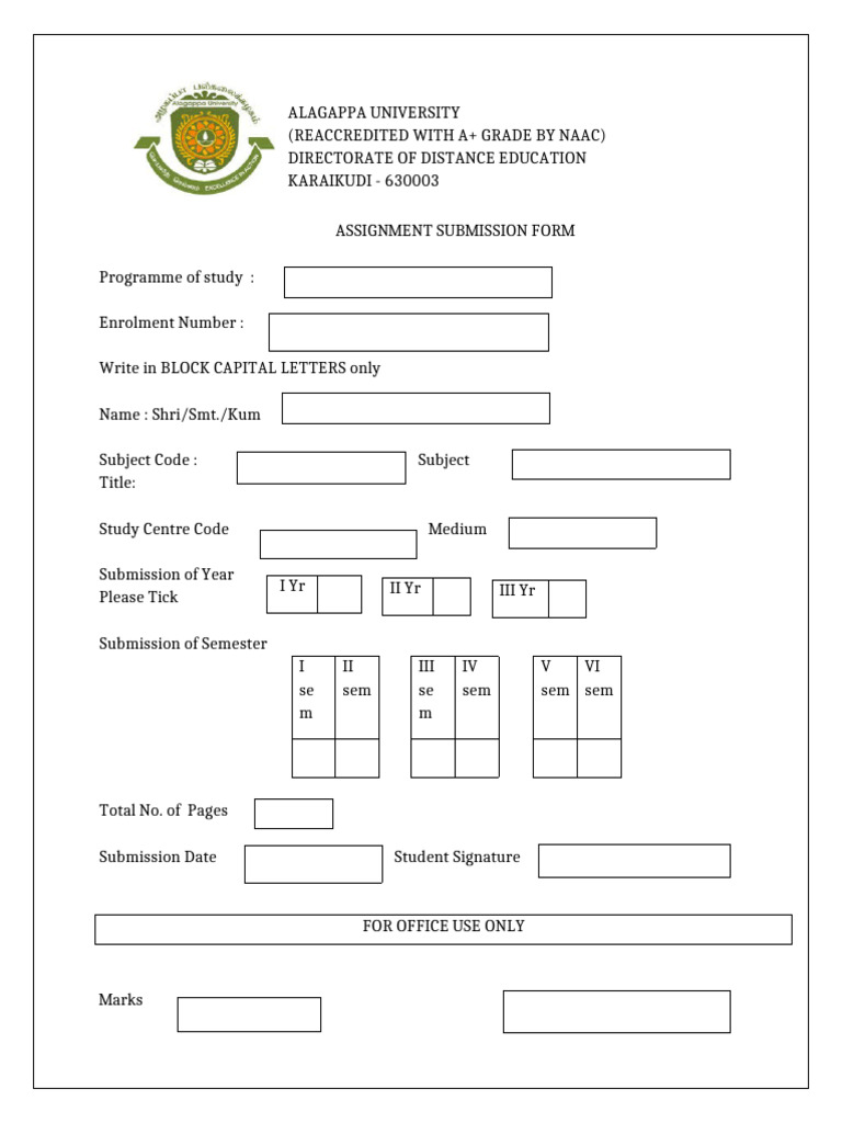Assignment Submission Form | PDF