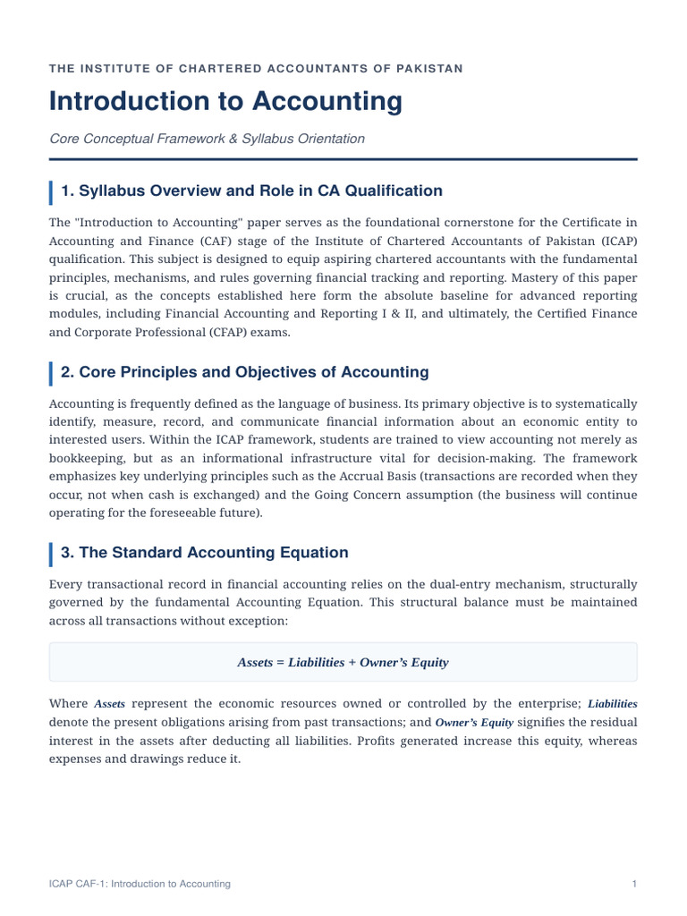 ICAP Introduction To Accounting | PDF | Accounting | Economies