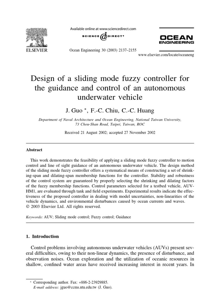 Fuzzy Sliding Mode Control for AUVs | PDF | Control Theory | Fuzzy Logic