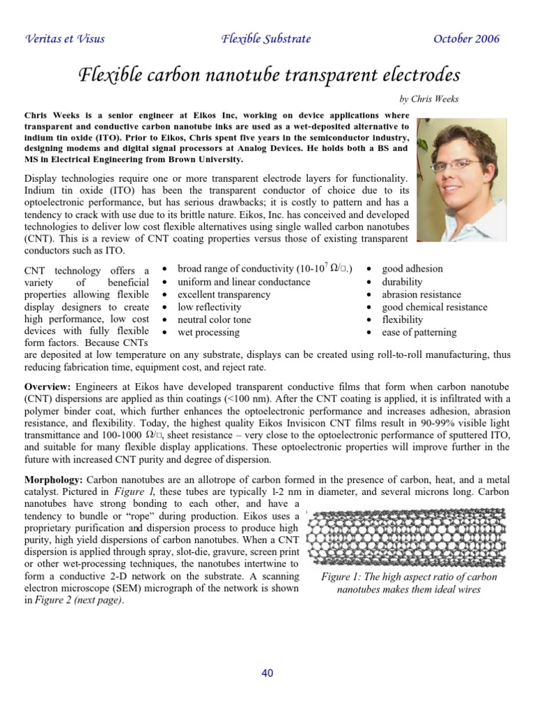 Flexible Carbon Nanotube Transparent Electrodes | PDF | Carbon Nanotube ...