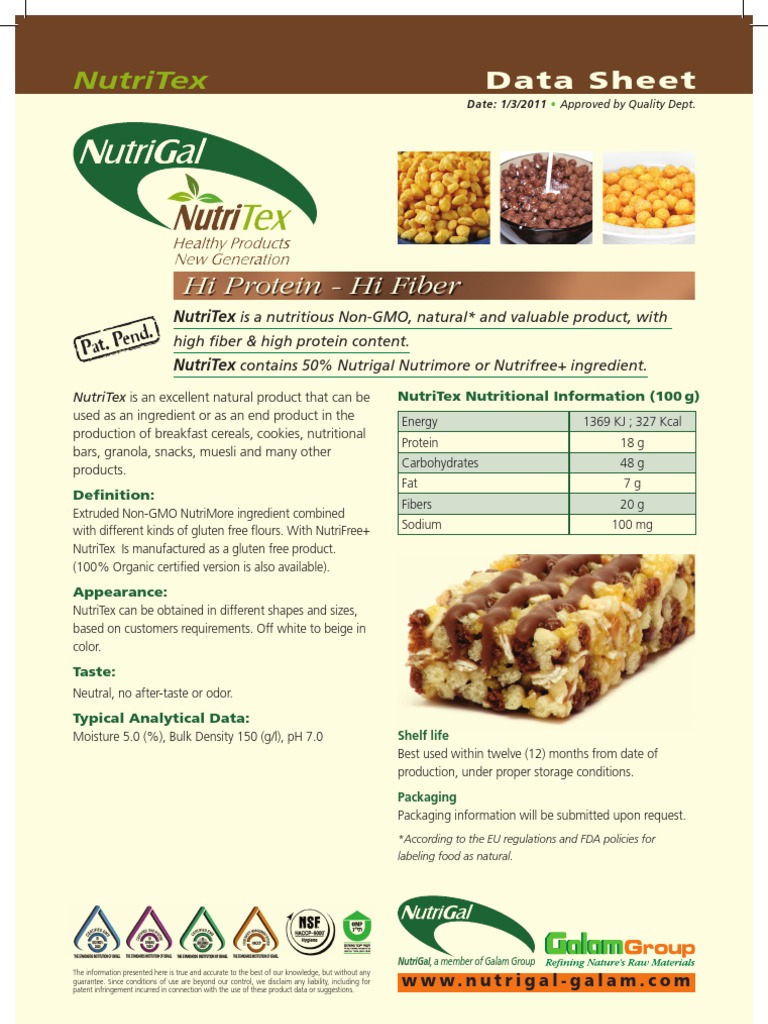 NutriTex Product Data Sheet | PDF