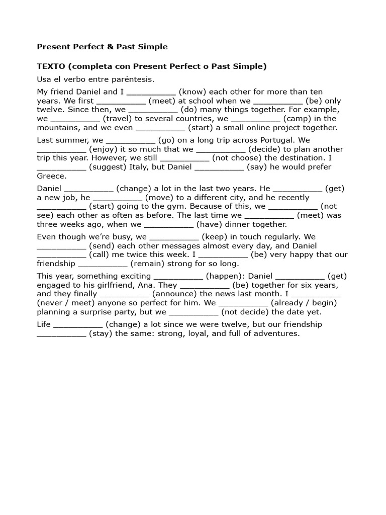 Long Reading Present Perfect and Past Simple | PDF | Chess Theory | Chess