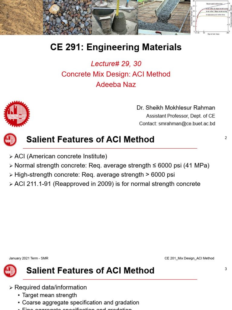 Mix Design ACI Method | PDF | Concrete | Cement