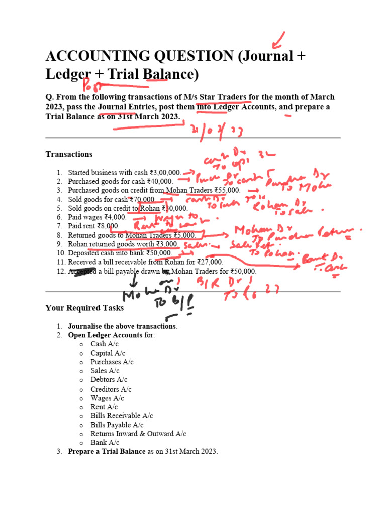 Class 5 Notes Trial Balance Complete Question | PDF | Debits And ...