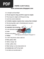 PAPER 2 (OCT-2011) : A) Thrust Equal To Drag and Lift Is Equal To Weight