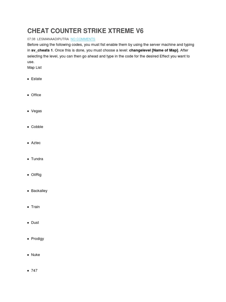 Counter-Strike Xtreme V6 Cheat Codes | PDF | Cheating In Video Games ...